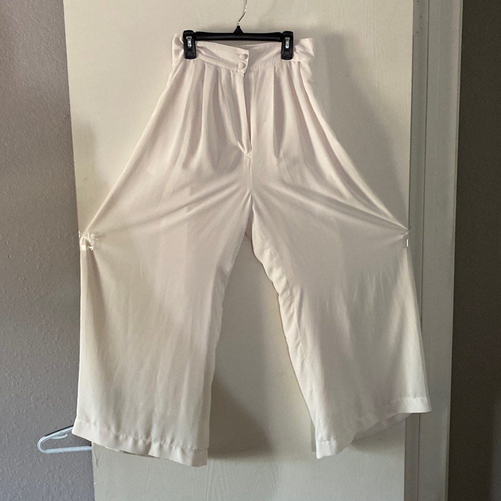 White wide pants high waisted pants
